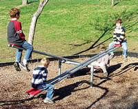 Playground teeter totters and see saws in classic model.